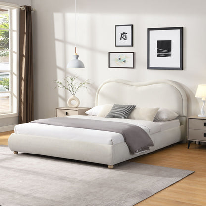 Upholstered Platform Bed with Curved Headboard