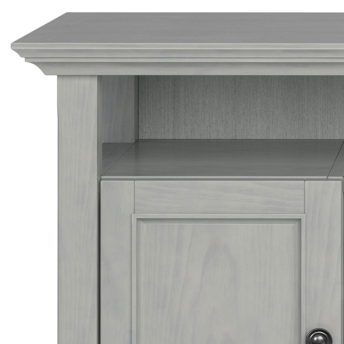 Solid Wood TV Stand with Adjustable Shelves in light gray wash by HouseOfZazla open shelf on Tampa Home & Garden Store