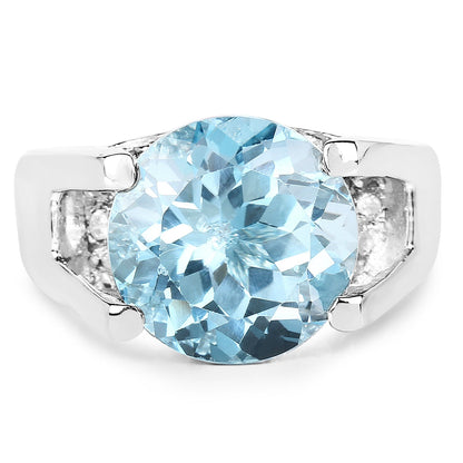 Ring 7.21ct blue topaz with white cubic zirconia accents in 925 silver by Bids.com on Tampa Home & Garden Store