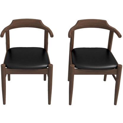 Leon mid-century dining chairs set of 2 with dark wood frame and black seats on Tampa Home & Garden Store