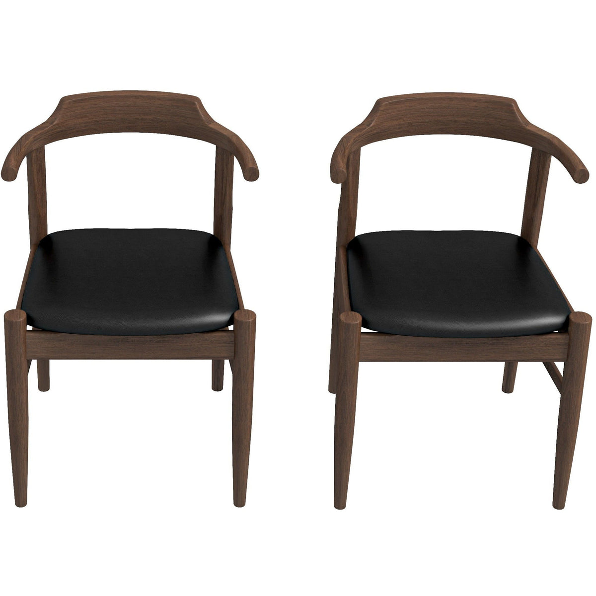 HouseOfZazla mid-century dining chair set of 2 with solid wood frame, dark wood finish, black seats on Tampa Home & Garden Store