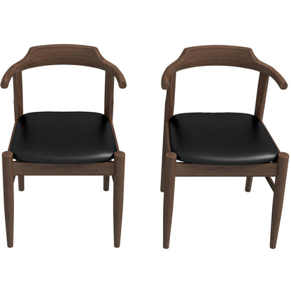 HouseOfZazla mid-century dining chair set of 2 with solid wood frame, dark wood finish, black seats on Tampa Home & Garden Store