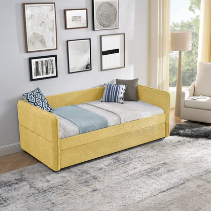 Upholstered Daybed With Pop Up Trundle For Guests