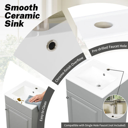 Bathroom Vanity with Sink by HouseOfZazla, gray cabinet with adjustable shelf on Tampa Home & Garden Store