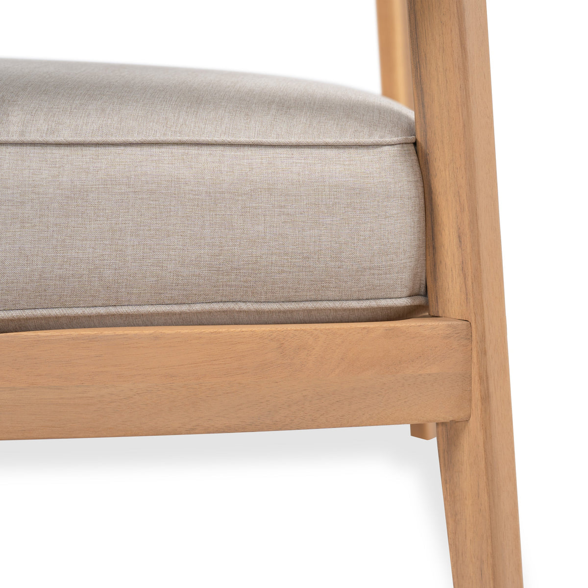 Mallorca Acacia Wood Club Chair with Seat Cushion by HouseOfZazla, wood frame beige on Tampa Home & Garden Store
