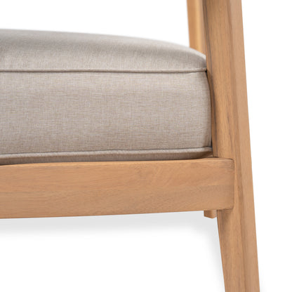 Mallorca Acacia Wood Club Chair with Seat Cushion by HouseOfZazla, wood frame beige on Tampa Home & Garden Store