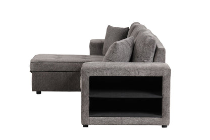 Modern L-shape sectional couch in gray fabric with storage chaise HouseOfZazla on Tampa Home & Garden Store