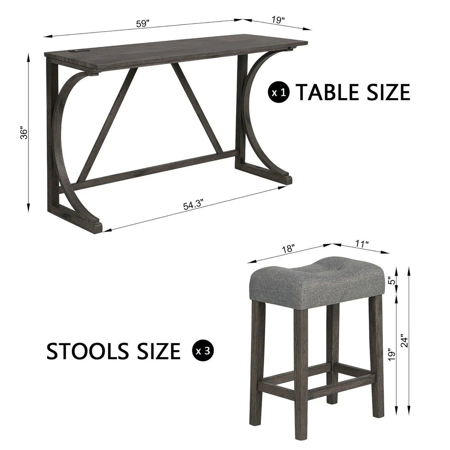 Bar table set with 3 padded stools in dark wood finish by Unique Piece Furniture on Tampa Home & Garden Store