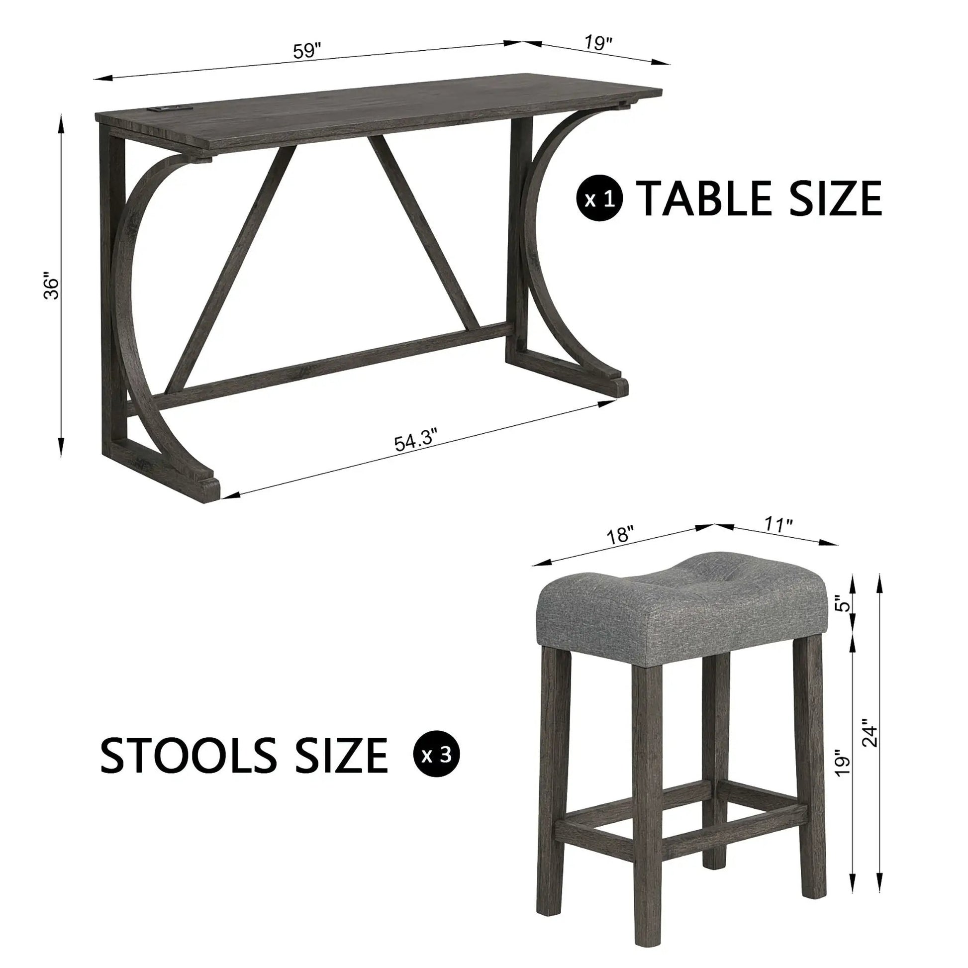 Bar table set with 3 padded stools in dark wood finish by Unique Piece Furniture on Tampa Home & Garden Store