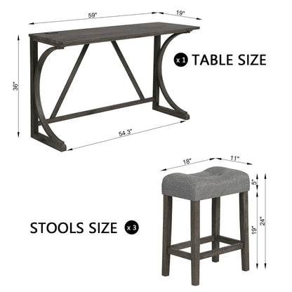 Bar table set with 3 padded stools in dark wood finish by Unique Piece Furniture on Tampa Home & Garden Store