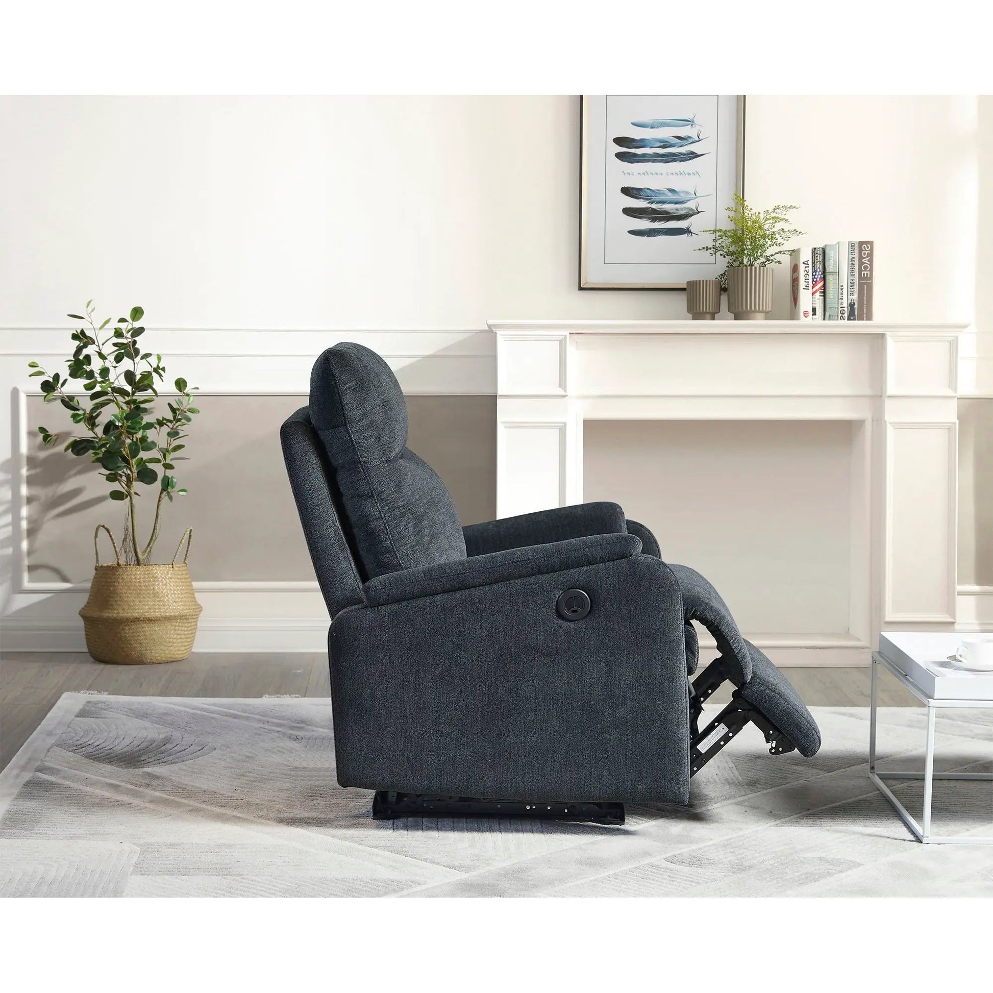 Recliner chair with power function in dark charcoal fabric by Unique Piece Furniture on Tampa Home & Garden Store