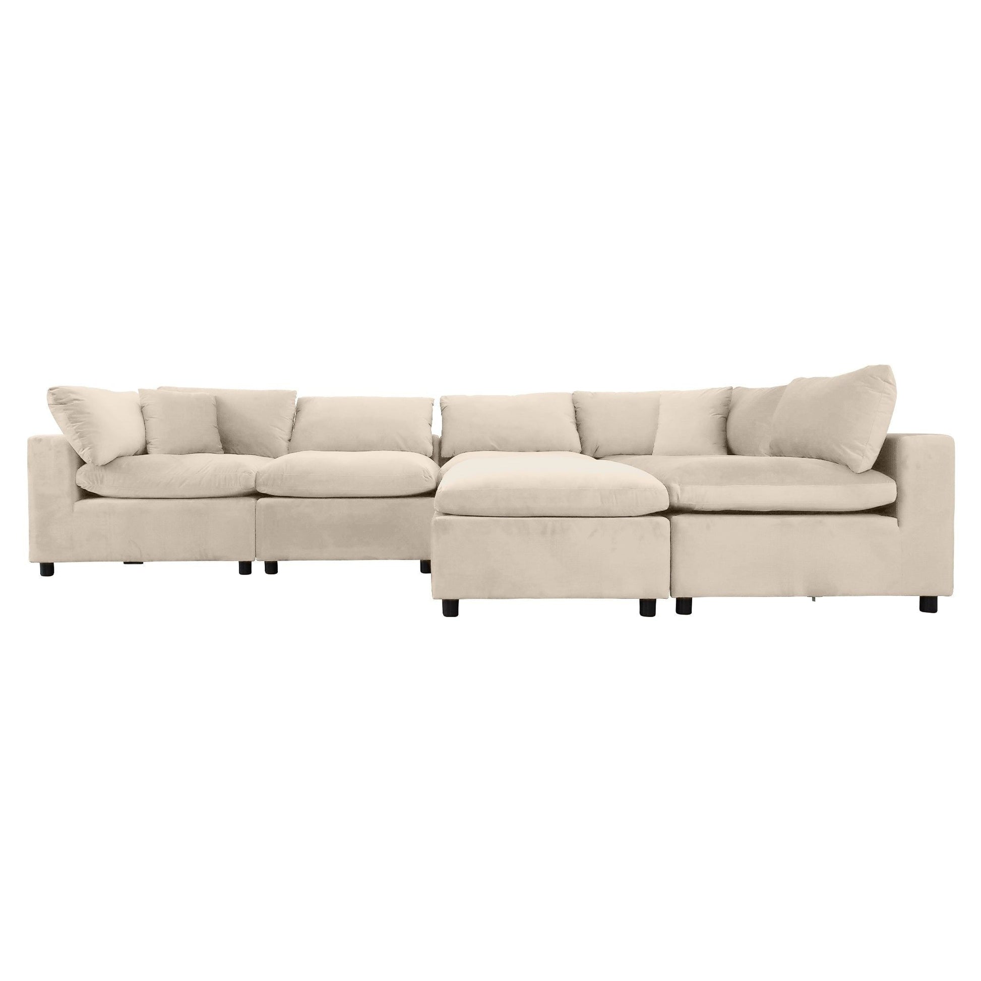 Hayward Modular Sectional Sofa Ivory fabric with plush cushions by HouseOfZazla on Tampa Home & Garden Store