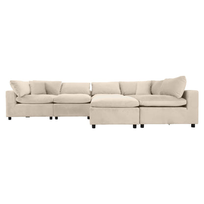 Hayward Modular Sectional Sofa Ivory fabric with plush cushions by HouseOfZazla on Tampa Home & Garden Store