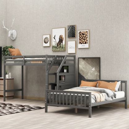 Loft Bed with Staircase and Storage Grids
