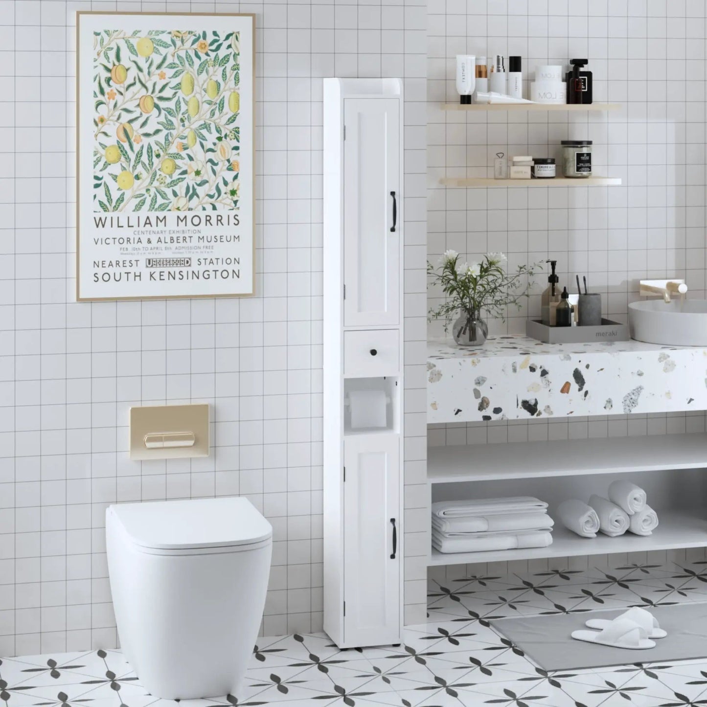 Slim Tall Bath Cabinet With Adjustable Shelves