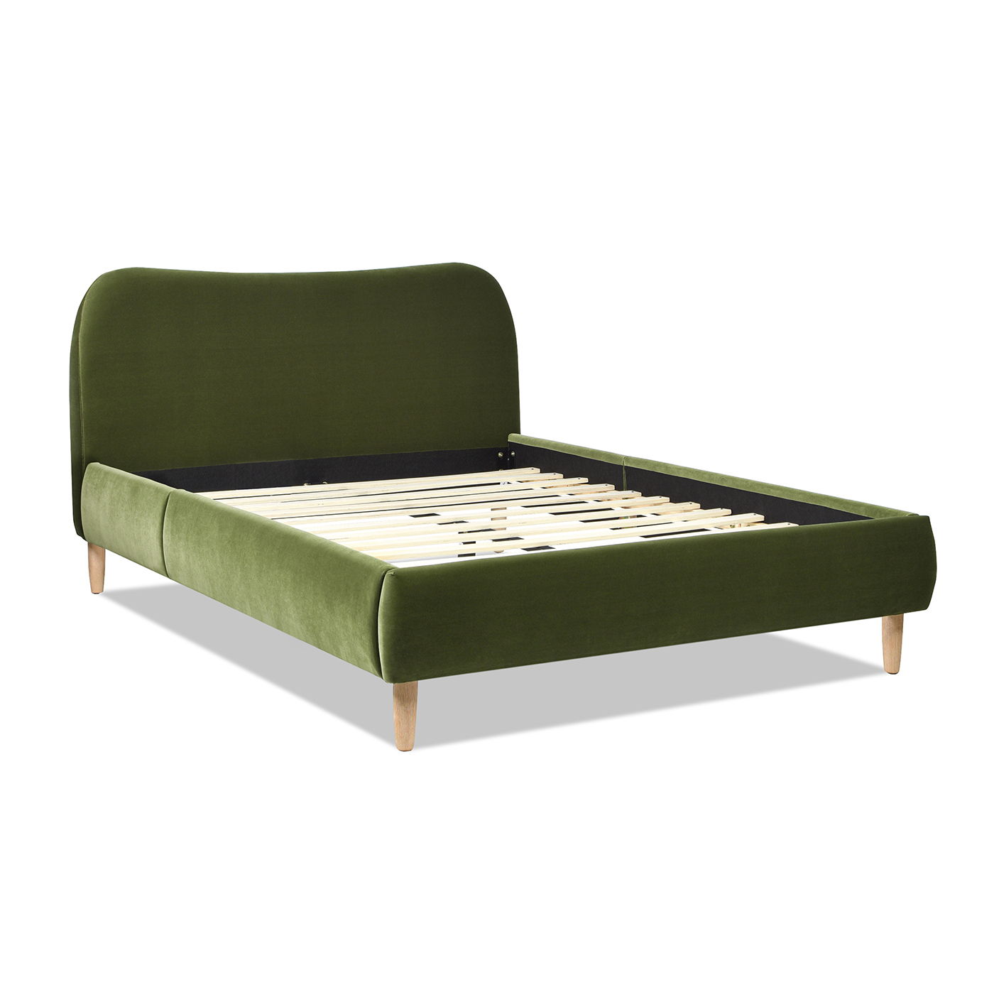 Curved Headboard and Upholstered Platform Bed