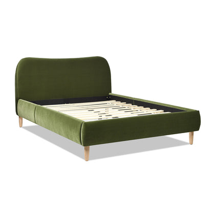 Curved Headboard and Upholstered Platform Bed