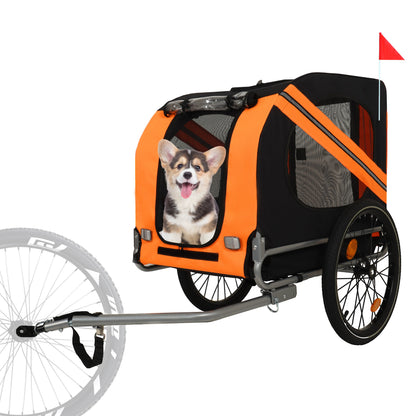 Large Folding Bike Trailer for Dogs by HouseOfZazla orange and black 66lb capacity all-terrain carrier on Tampa Home & Garden Store