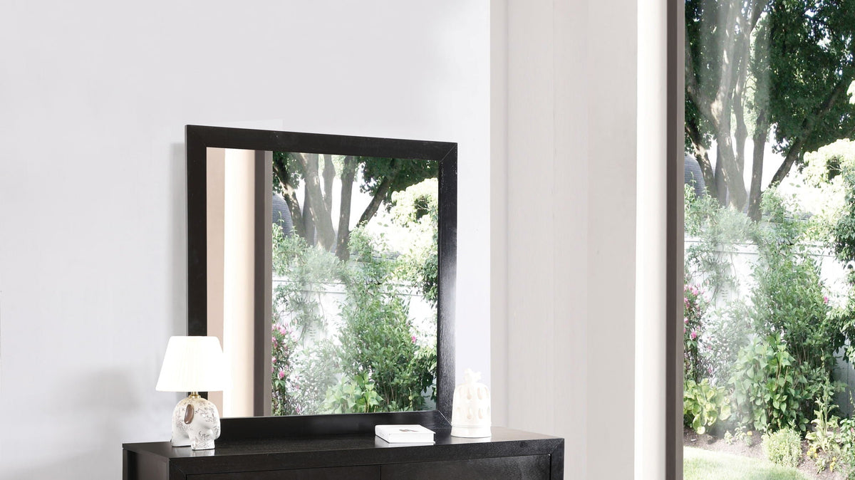 Burlington Modern Design Transitional Wall Mirror with Wood Frame in black by HouseOfZazla on Tampa Home & Garden Store