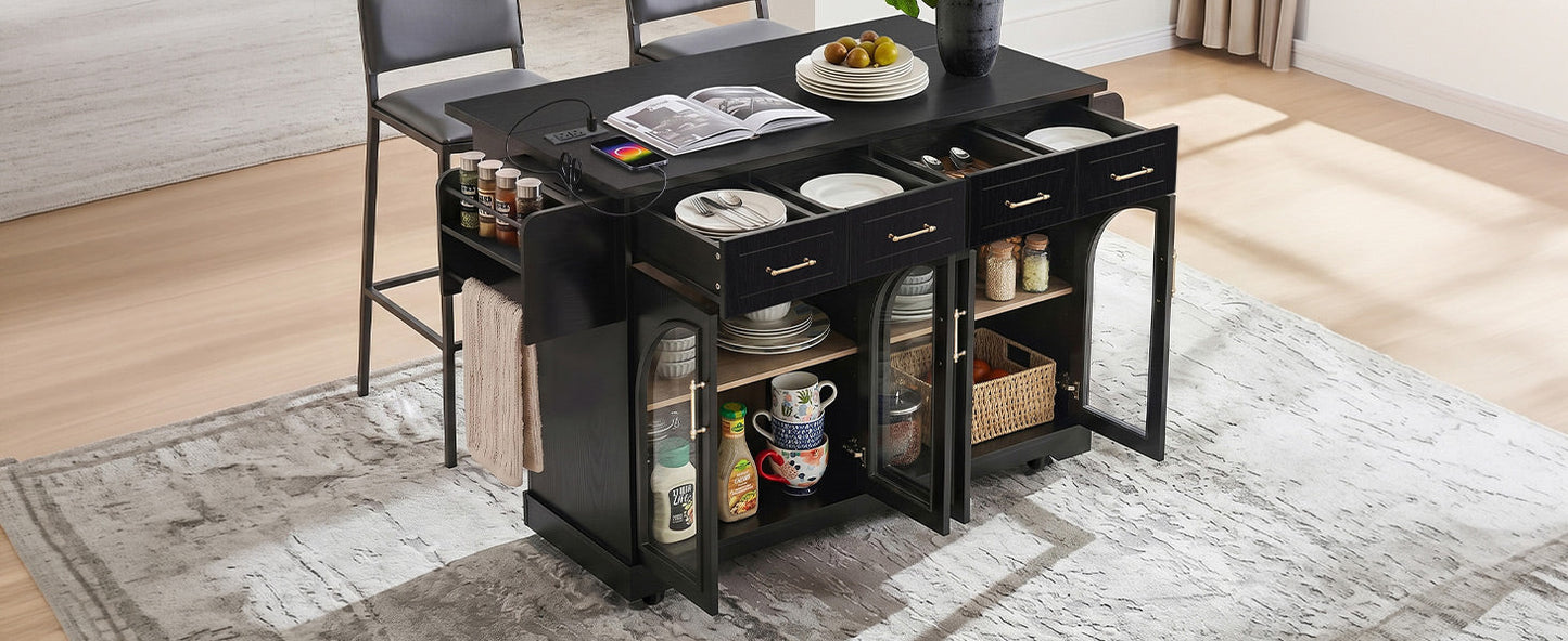 The K&K Kitchen Island With Storage And Drop Leaf