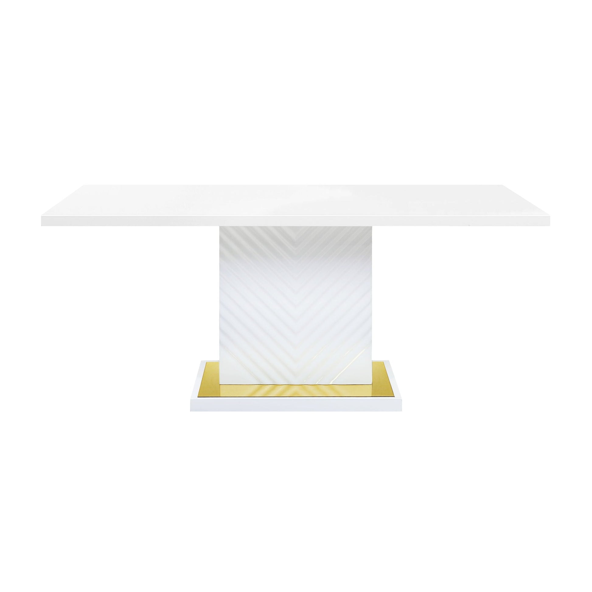 Gaines high-gloss dining table with pedestal base, white finish, by HouseOfZazla, dining tables on Tampa Home & Garden Store
