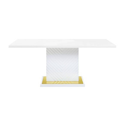 Gaines high-gloss dining table with pedestal base, white finish, by HouseOfZazla, dining tables on Tampa Home & Garden Store