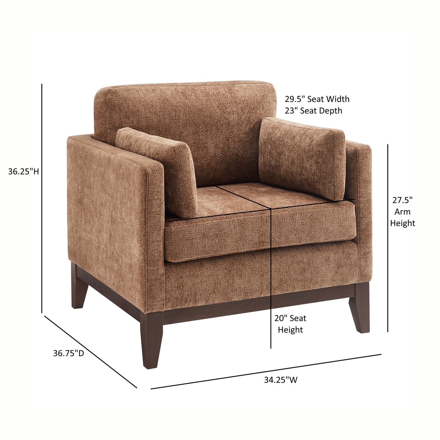 Chios Arm Chair brown textured fabric with wide cushioned arms by HouseOfZazla on Tampa Home & Garden Store