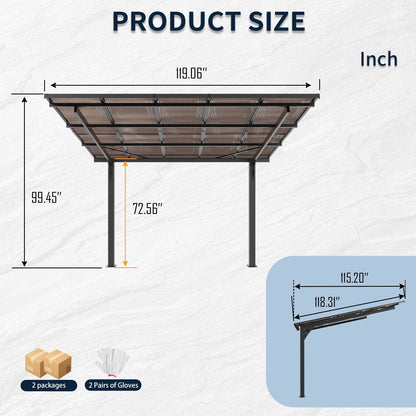 10x10FT PC Roof Carport with galvanized steel frame and sloped brown PC roof by HouseOfZazla on Tampa Home & Garden Store
