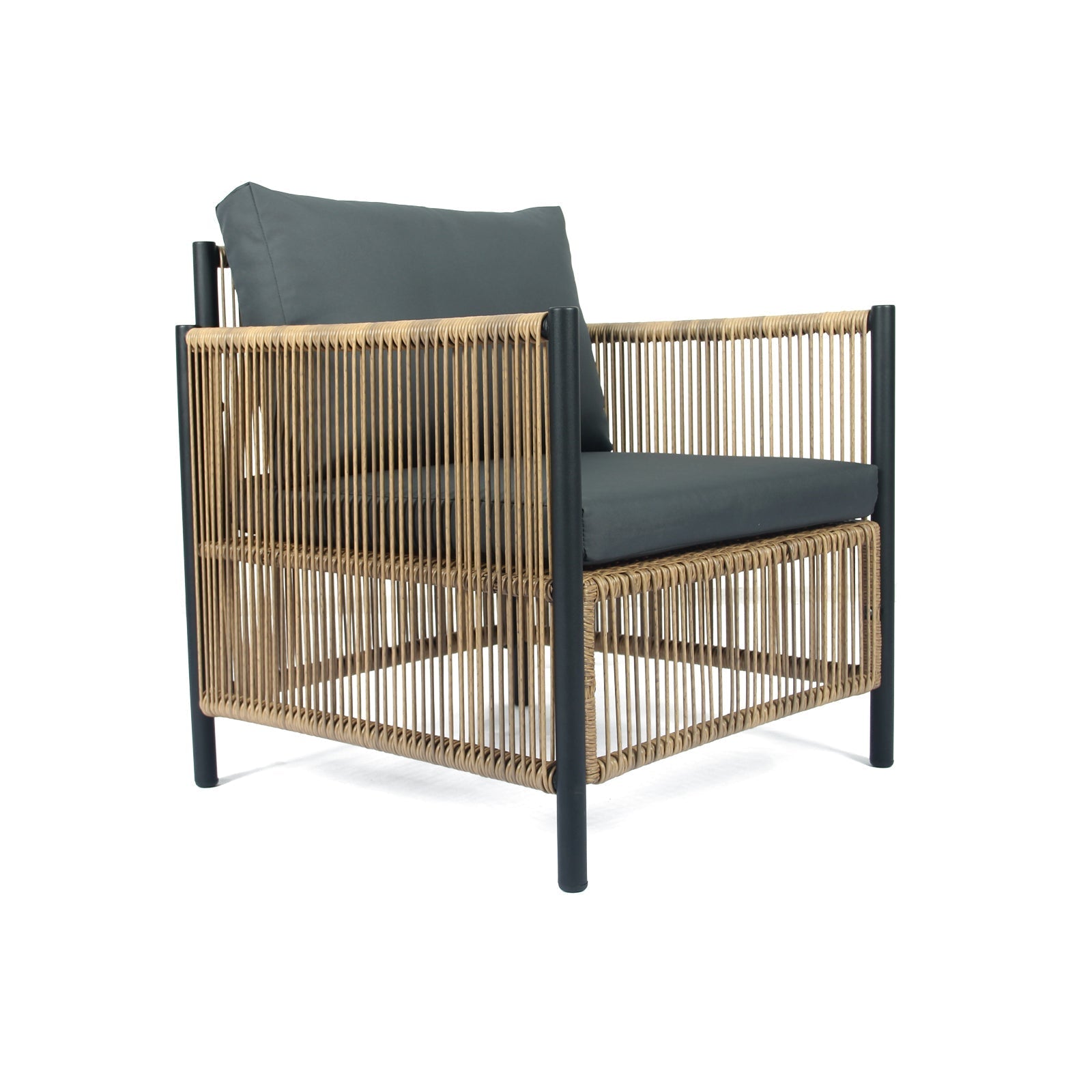 Outdoor brown PE wicker chair with grey cushion by HouseOfZazla on Tampa Home & Garden Store