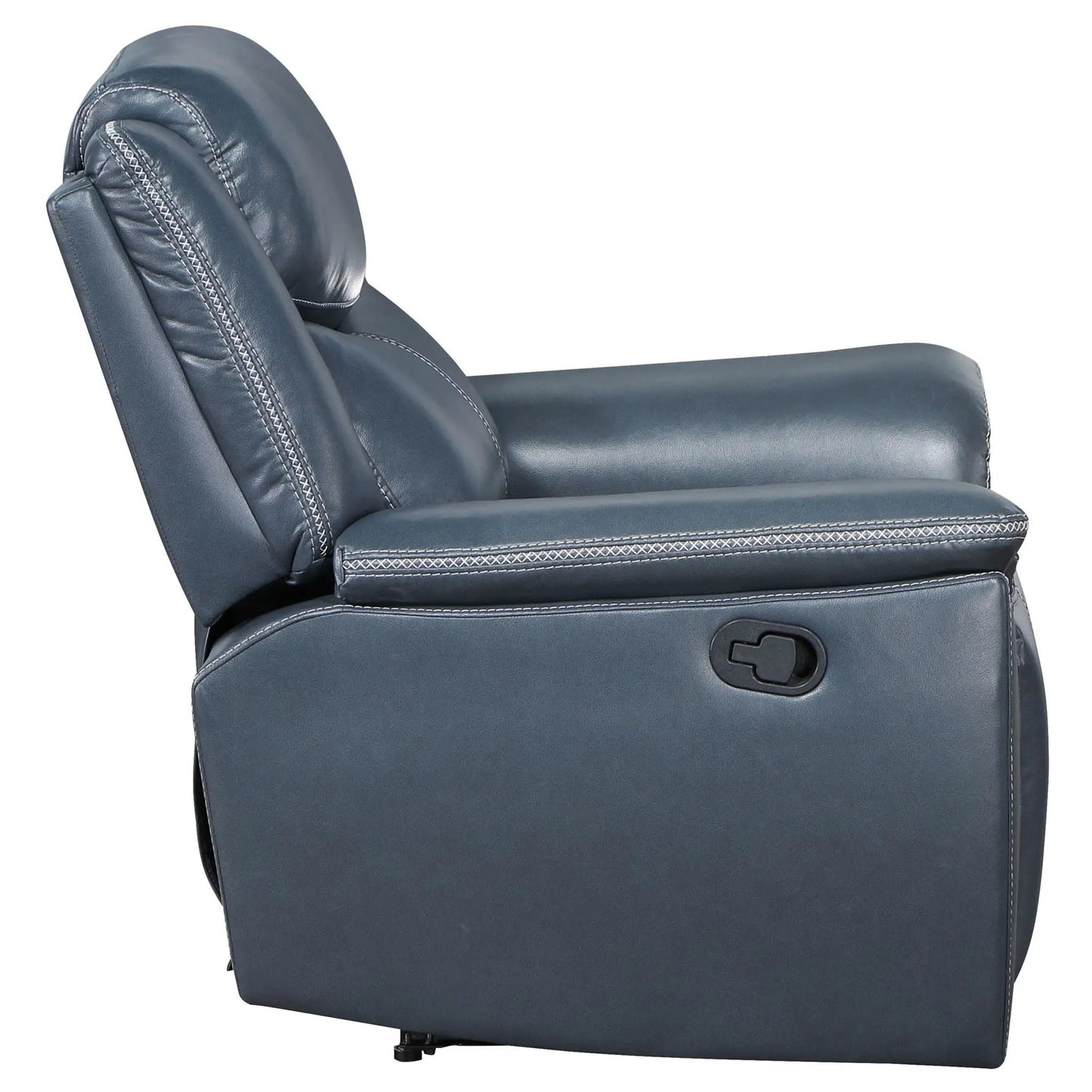 Brier Upholstered Padded Arm Recliner Chair blue with manual recline and pillowtop arms on Tampa Home & Garden Store