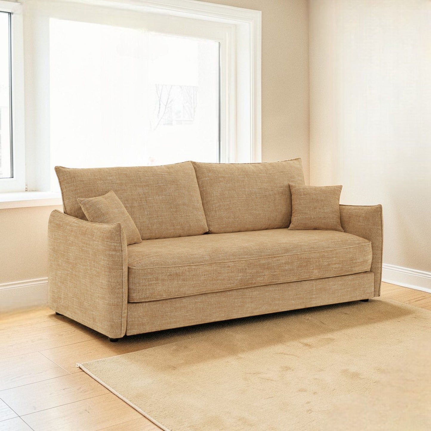 Cadie Mocha Sofa With Two Pillows and Sleeper