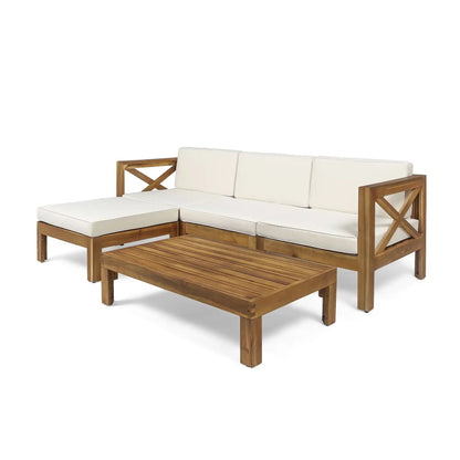 Alcove L-Shape Sofa Set, 2pc outdoor sectional with frame and beige cushions by HouseOfZazla on Tampa Home & Garden Store