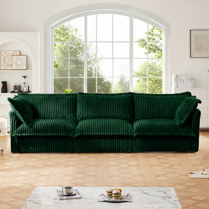 Modern Corduroy and Slipcovered Three Seater Sofa
