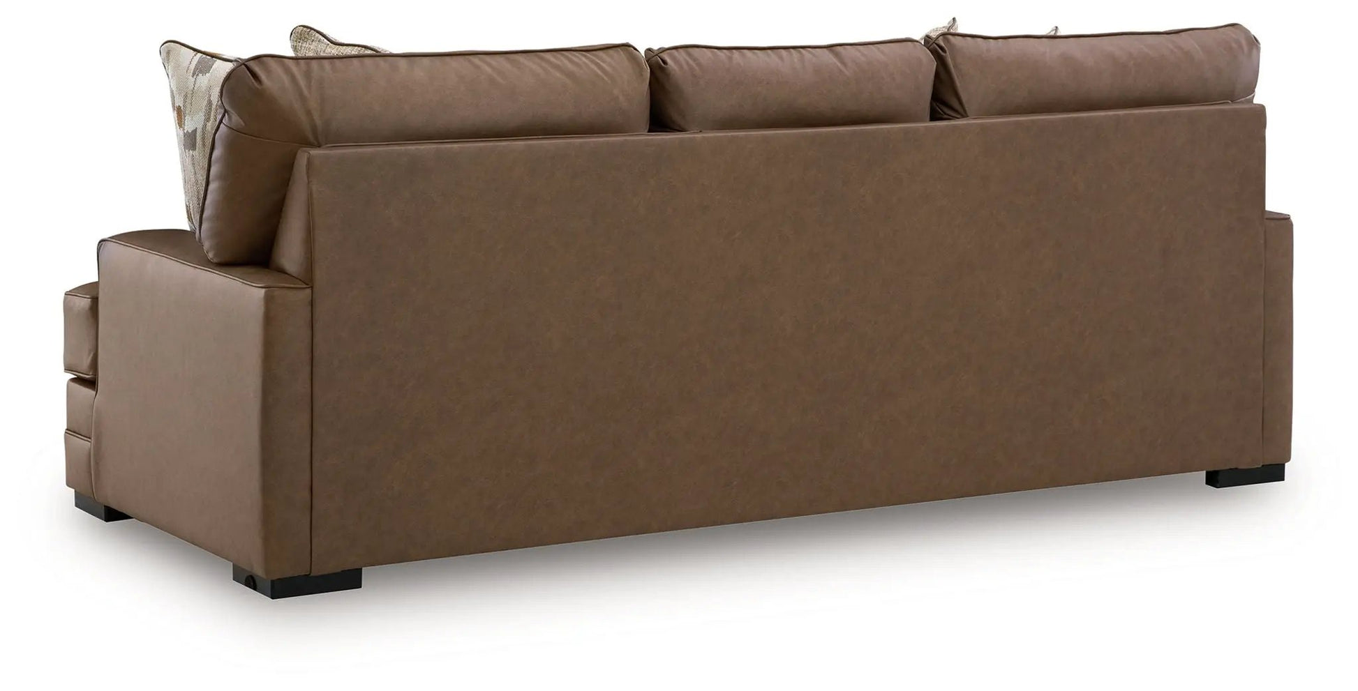 VillaCourt stationary sofa caramel brown leather-look upholstery by Unique Piece Furniture on Tampa Home & Garden Store