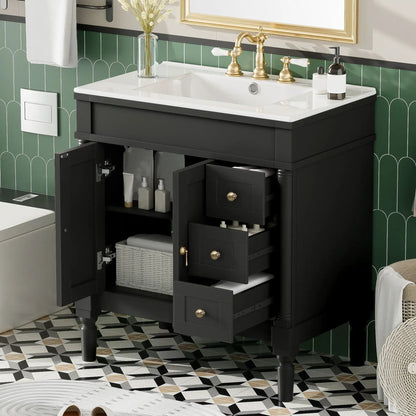 Bathroom Vanity With Ceramic Sink and Soft Close