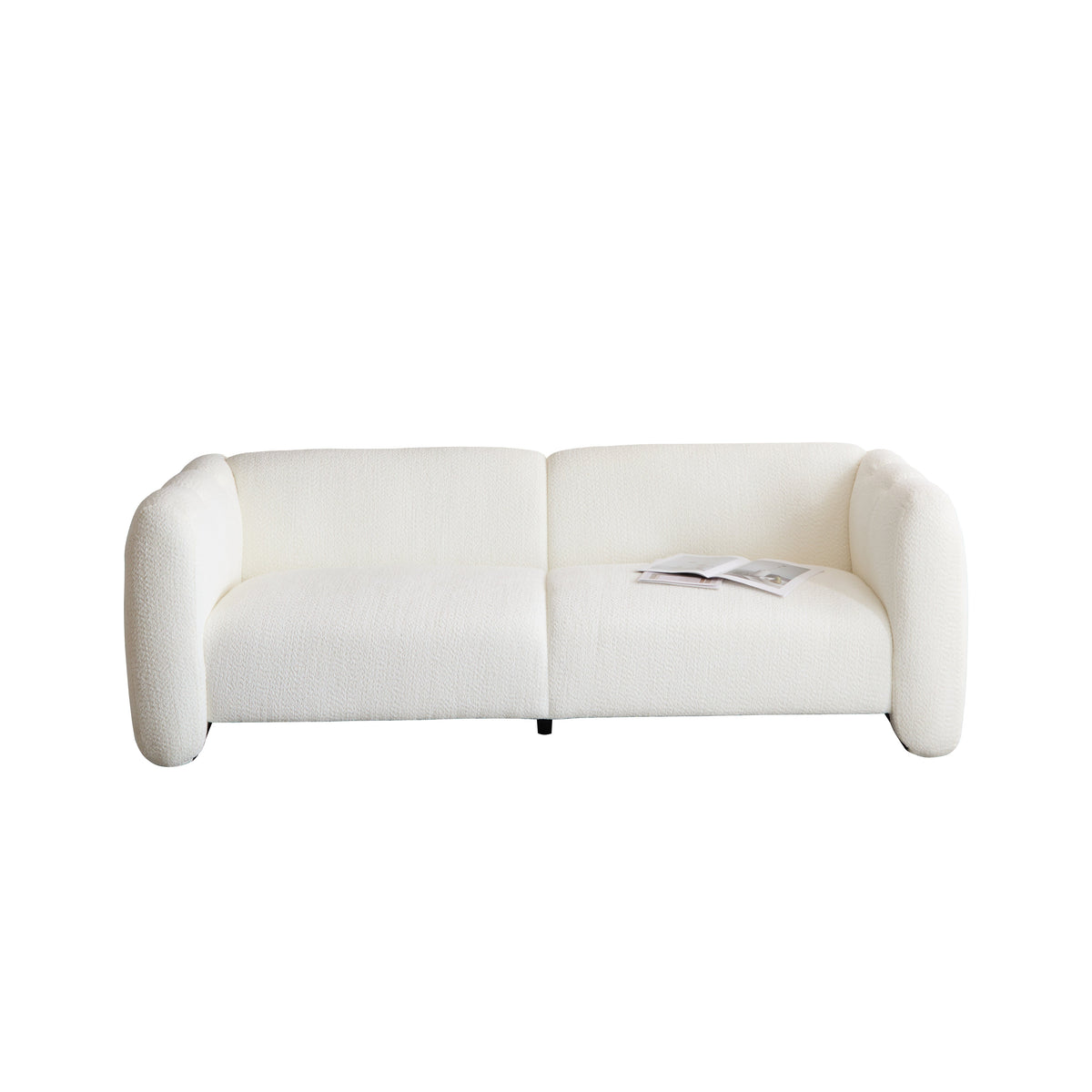 Curved Three Seater Boucle Sofa and Frame