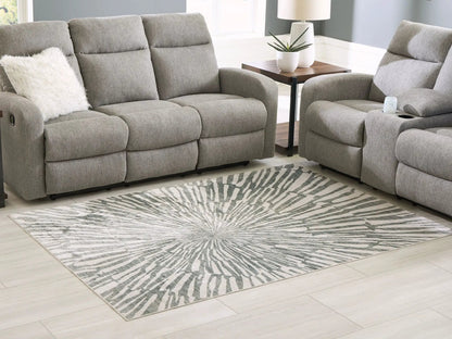 Verland washable rug gray with white radial stripe pattern by Unique Piece Furniture on Tampa Home & Garden Store