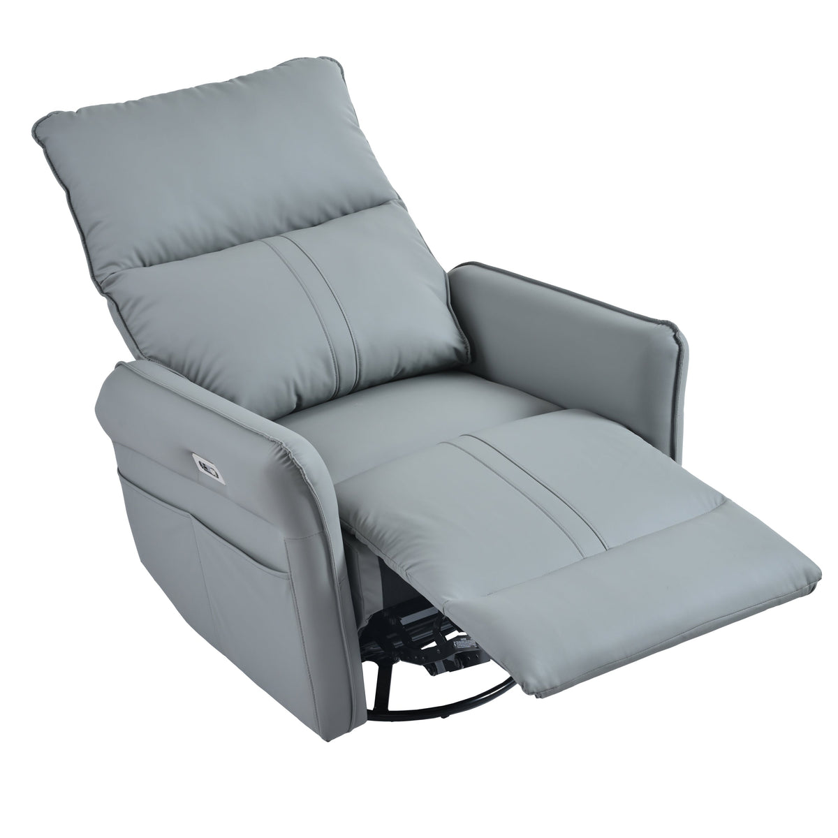 Power Swivel Rocker Recliner Chair for Adults in gray leather by HouseOfZazla on Tampa Home & Garden Store