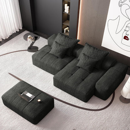 Modern Oversized DIY Modular Stationary Sectional Sofa with pillows in charcoal gray fabric on Tampa Home & Garden Store