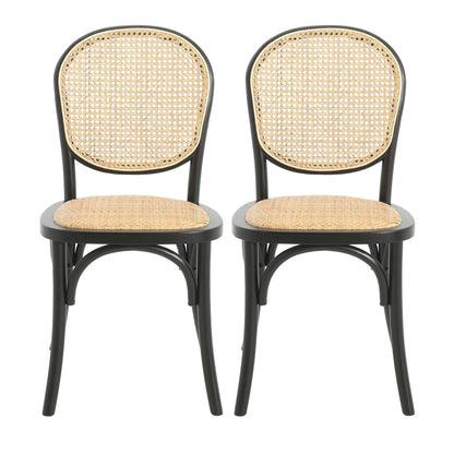 Vintage Style Dining Chairs set of 2 by HouseOfZazla with black frames and woven cane seats on Tampa Home & Garden Store