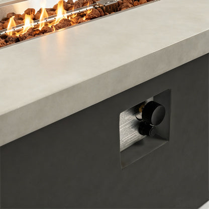 Rectangular Dark Grey Concrete Gas Fire Pit Table