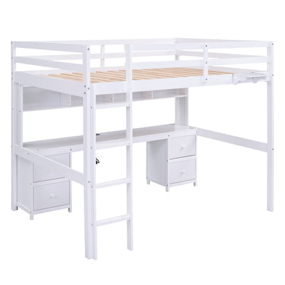 Loft bed with desk, cabinets and drawers in white by HouseOfZazla on Tampa Home & Garden Store
