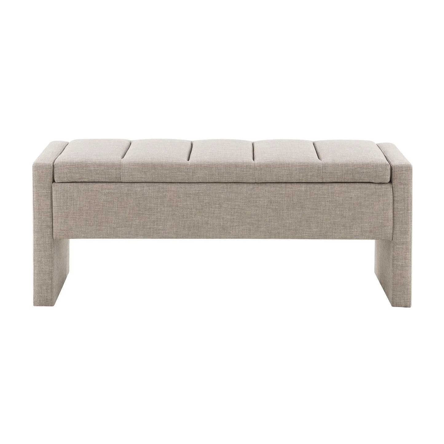 Modern upholstered bed end bench with storage in beige fabric by Unique Piece Furniture on Tampa Home & Garden Store