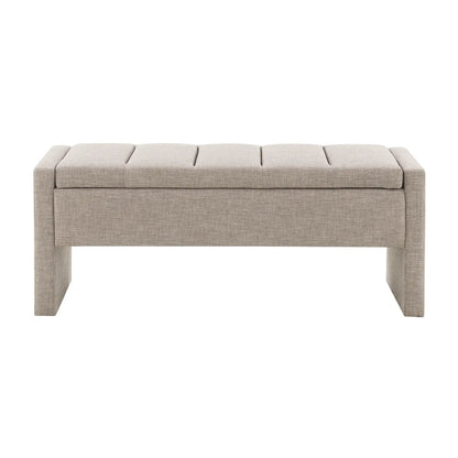 Modern upholstered bed end bench with storage in beige fabric by Unique Piece Furniture on Tampa Home & Garden Store