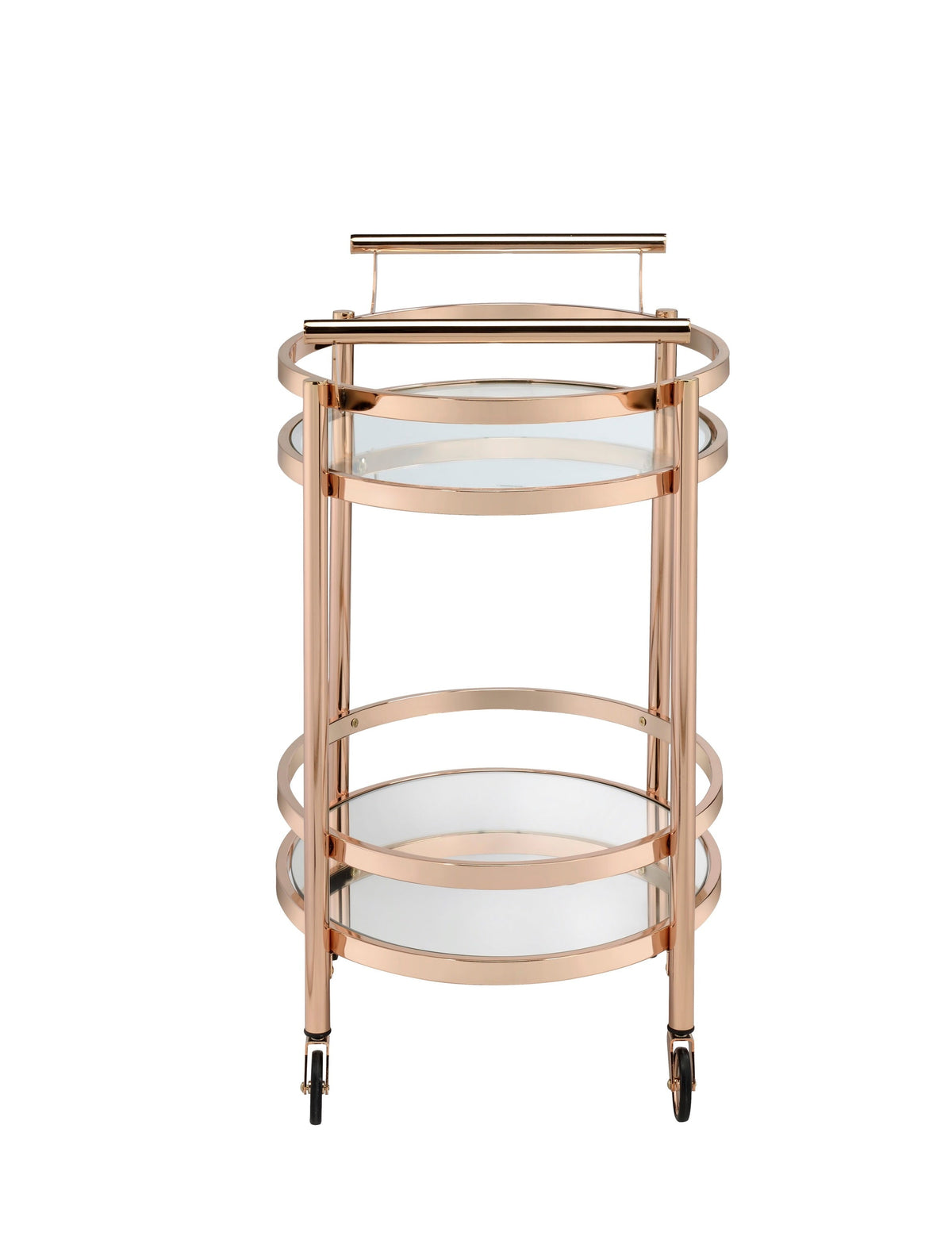 Lakelyn serving cart clear glass & rose gold finish with caster wheels by HouseOfZazla on Tampa Home & Garden Store