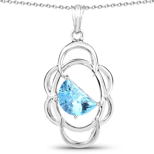 Pendant: 4.60ct genuine Swiss blue topaz in .925 sterling silver setting on Tampa Home & Garden Store