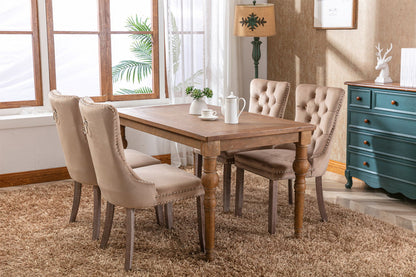 Tufted Dining Chair Set with Velvet Upholstery and Nailhead Trim in beige, HouseOfZazla 4 chairs on Tampa Home & Garden Store