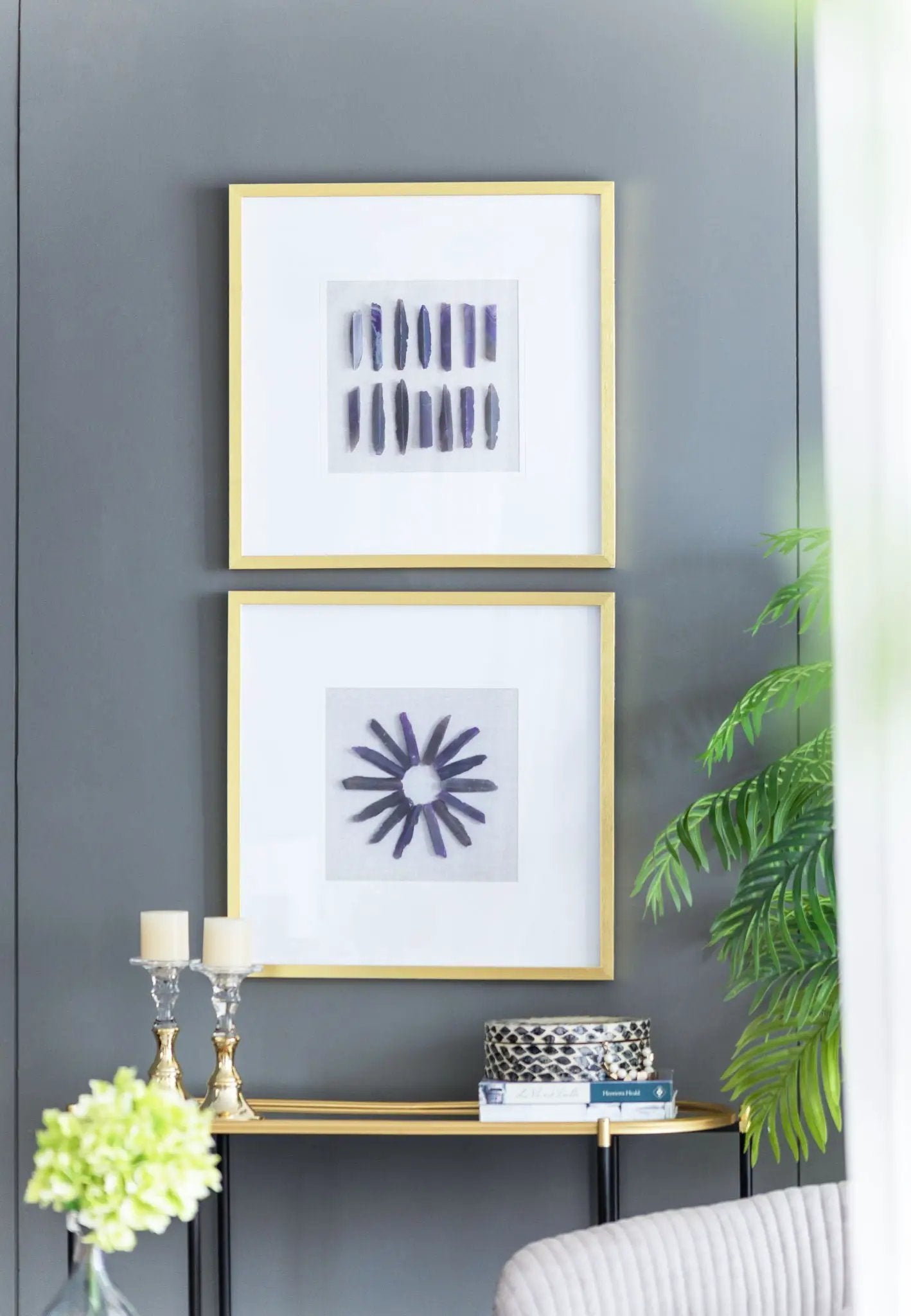 Grace Purple Agate Shadow Boxes Wall Art Set of 2