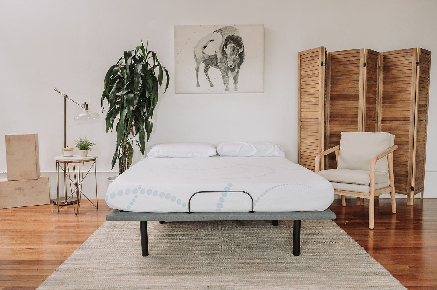 8-inch memory foam mattress by HouseOfZazla on a modern platform bed with white linens on Tampa Home & Garden Store