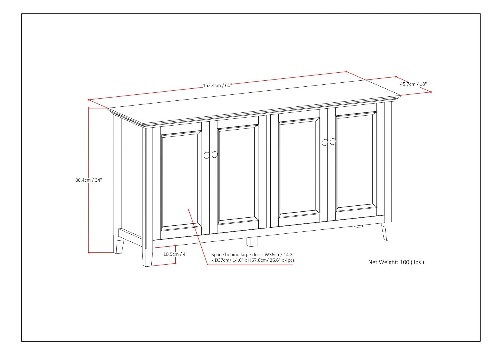 Amherst 4 Door Storage Cabinet, HouseOfZazla accent cabinet with paneled doors on Tampa Home & Garden Store